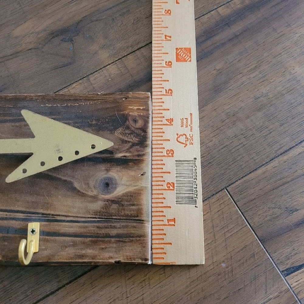 Brown Wood Gold Arrow Jewelry‎ Holder with Hooks